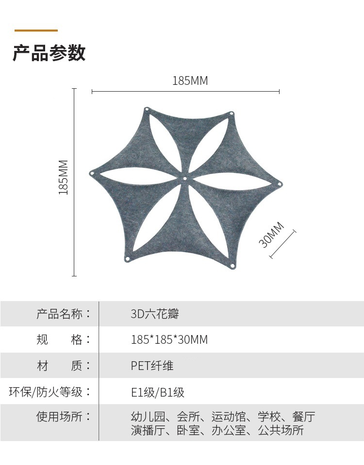 3D聚酯纖維吸音（yīn）板產品參數